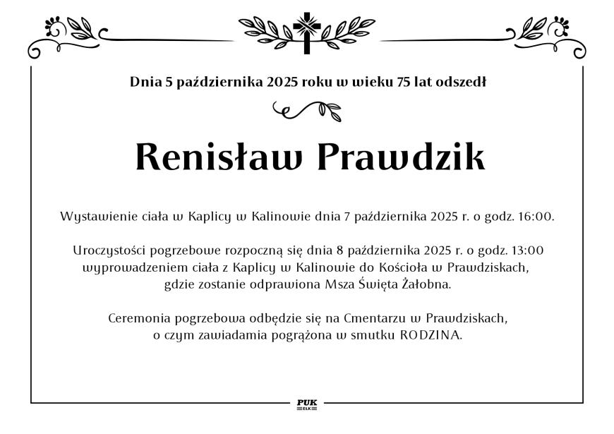 Renisław Prawdzik - nekrolog